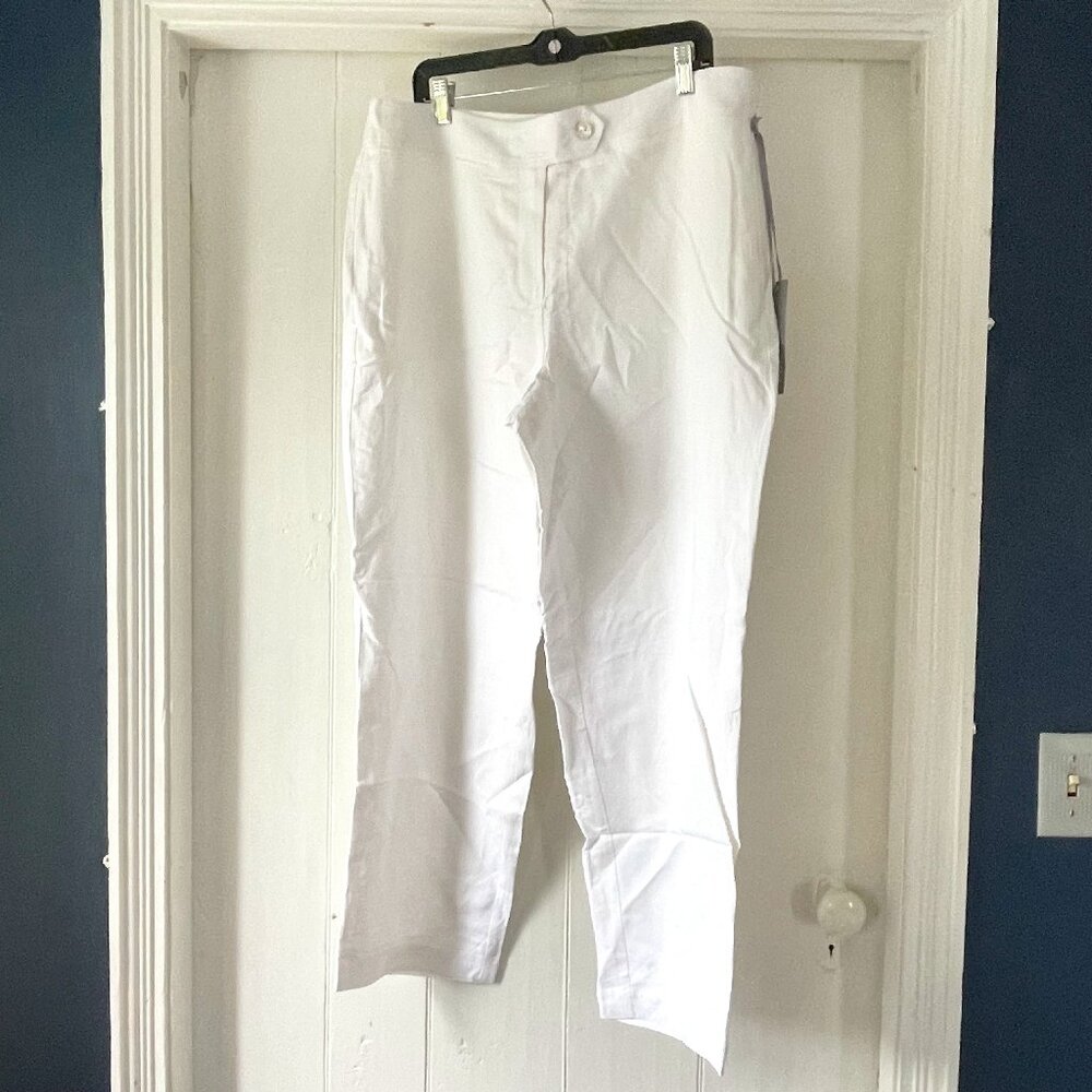Chicos Linen Blend White Size 3 / XL beach resort Pants Trousers $88 NWT *read*